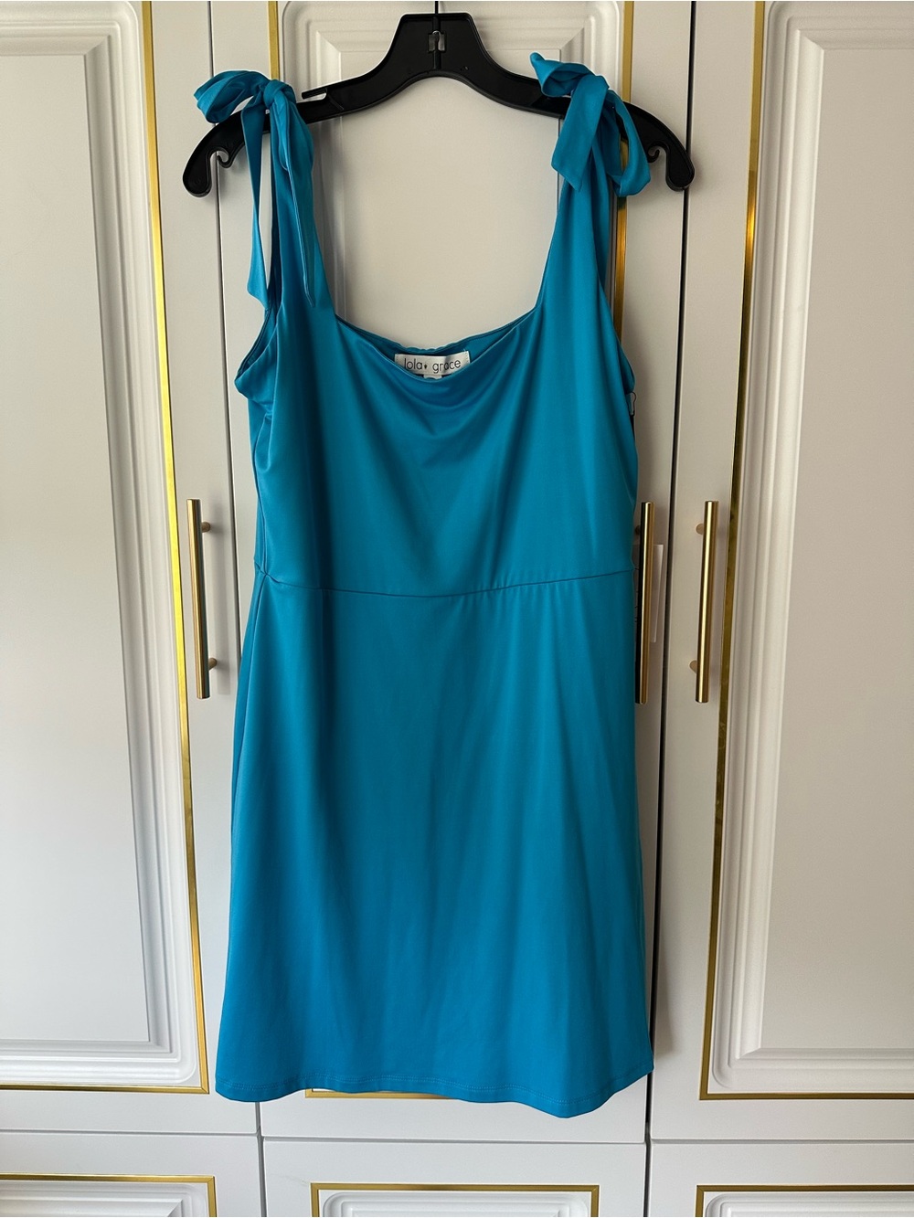 Lela Rose Teal Tie-Shoulder Mini Dress
